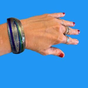 Handcrafted Colorful Artisan Glass Cuff Bracelet